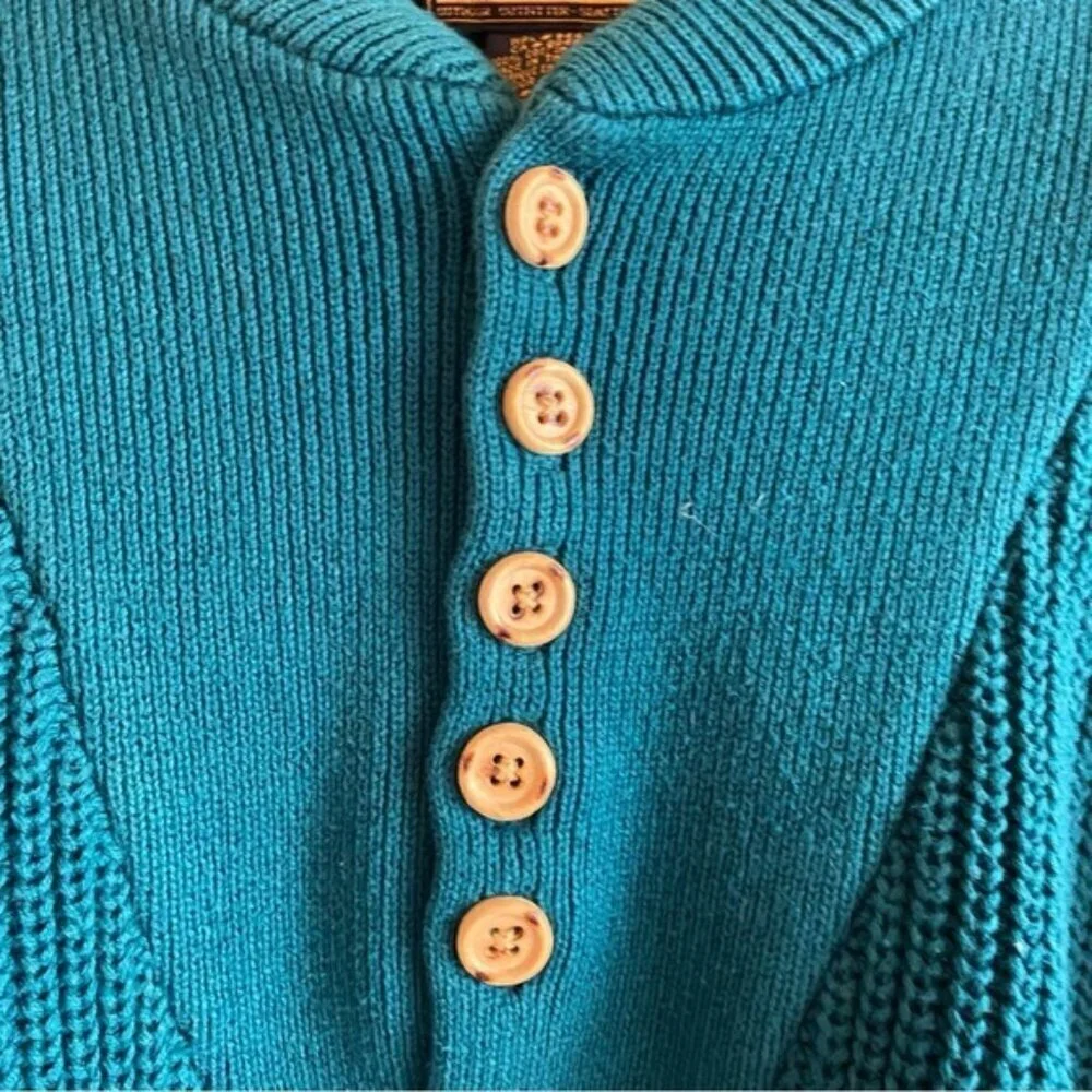 Y2K Eddie Bauer Henley Sweater Men Large TALL Cotton Chunky Knit Preppy Gorpcore - Picture 6 of 13